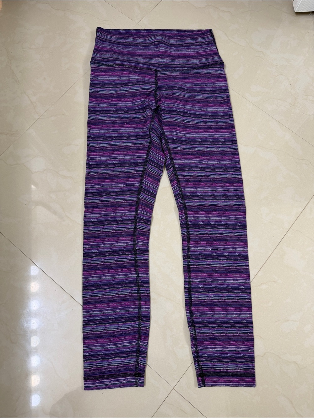 lululemon athletica Purple Striped High-Waist Leggings